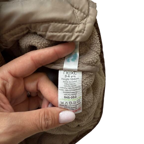 Next Animal Print Fleece Lined Quilted Coat Size 3-4y - Picture 6 of 6